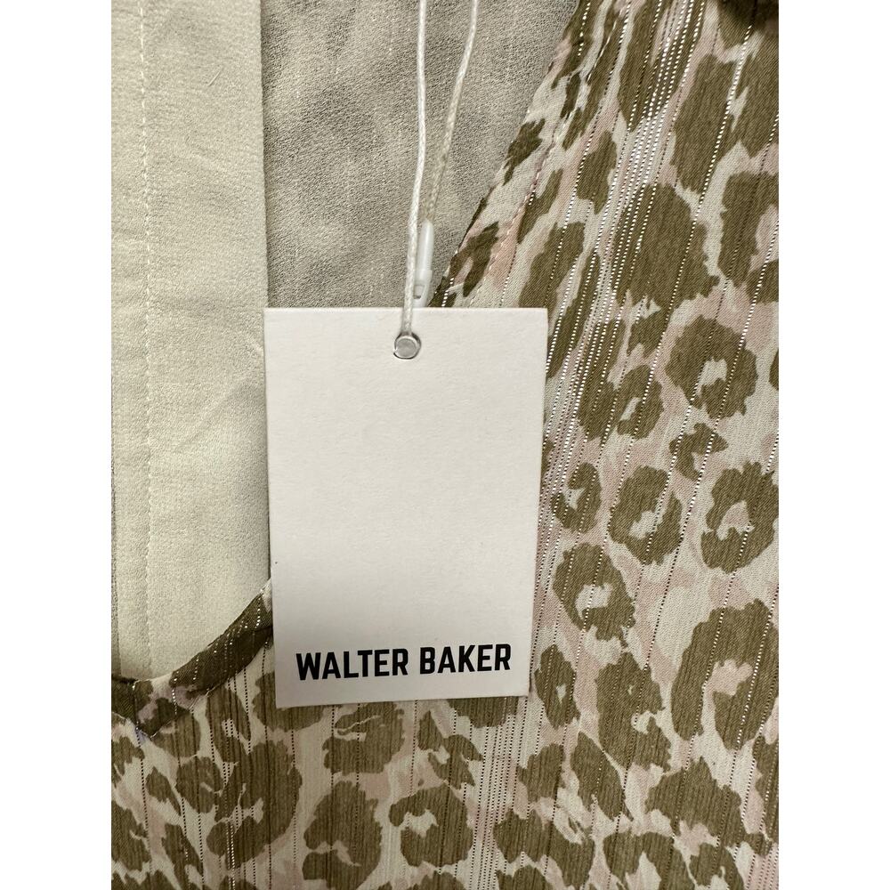 WALTER BAKER  Faber Tie-Detailed Leopard-Print Metallic Georgette Dress Sz 4 - Picture 7 of 13